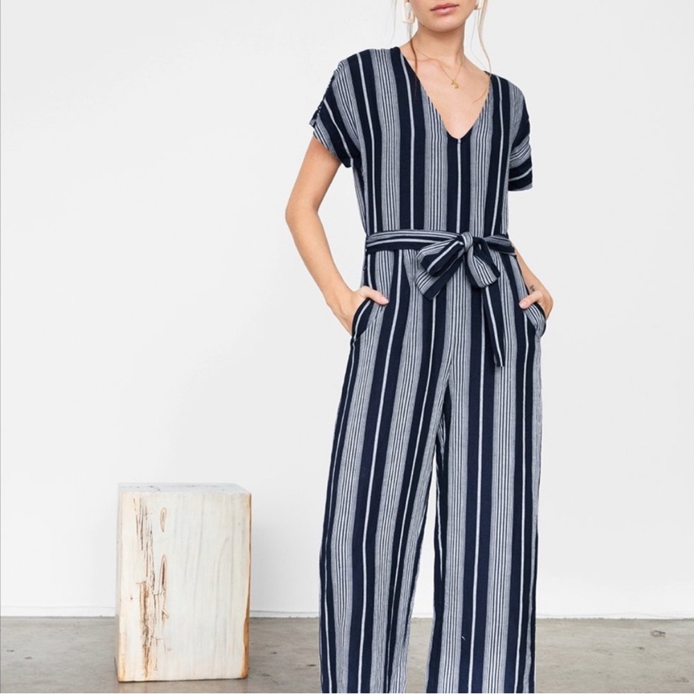 NWOT Rails Angela Striped Navy Jumpsuit medium